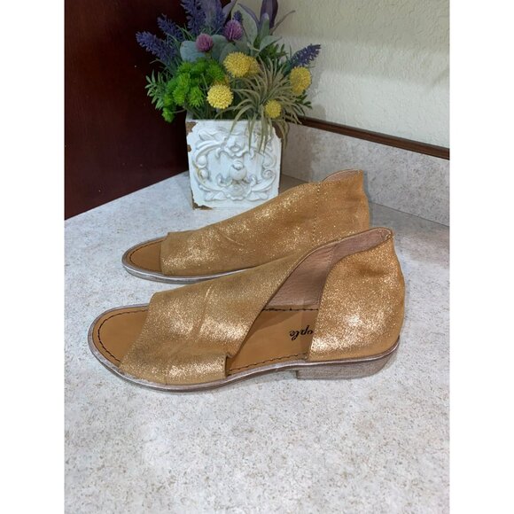 Free People Monte Blanc Rose Metallic Gold Open-Toe Leather Sandals 38 - Picture 6 of 10